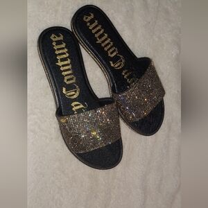 Juicy Couture blingy black slides
